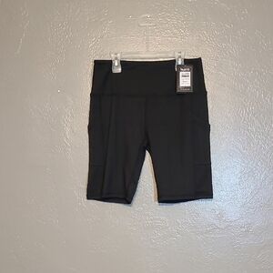 Dilanni High Waist Women's Black Yoga Shorts Large Pockets On Each Side NWT
